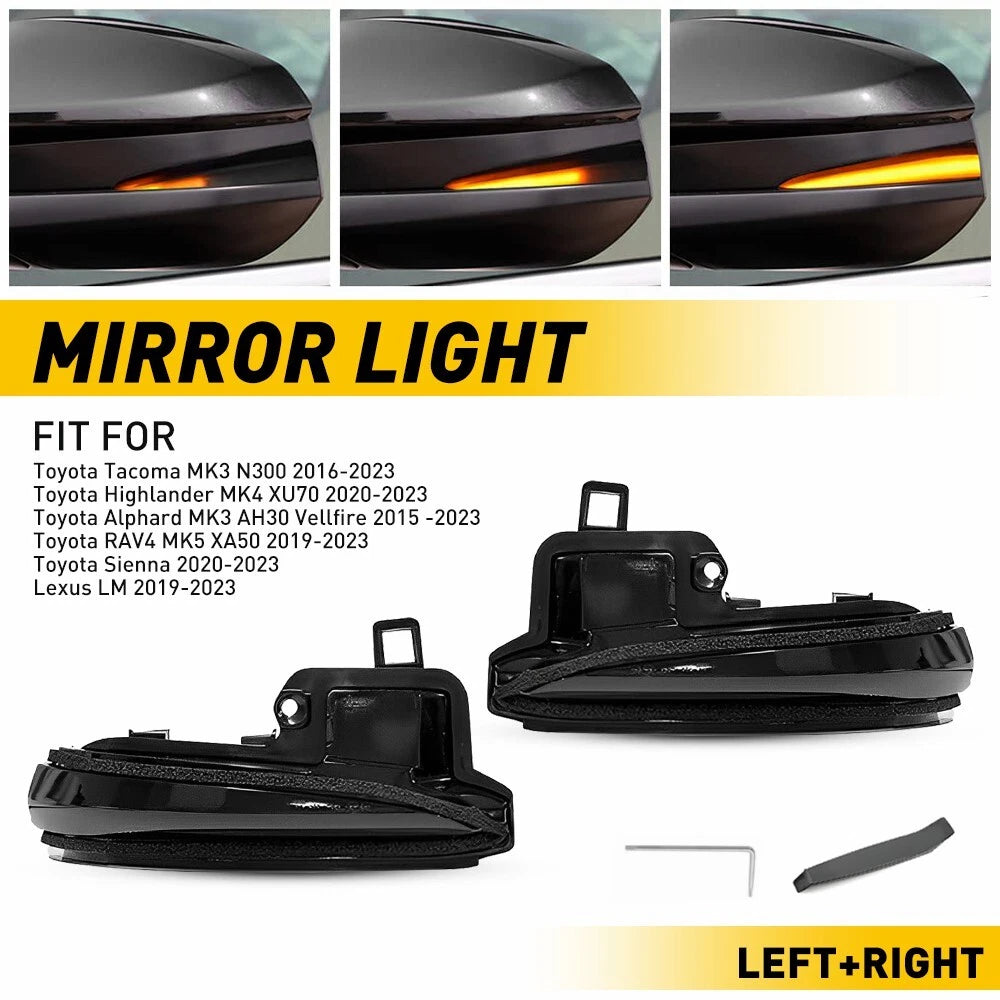 For 16-23 Toyota Tacoma Sequential Side Mirror Turn Signal Lights LED Smoked EOA 6B93BC-57