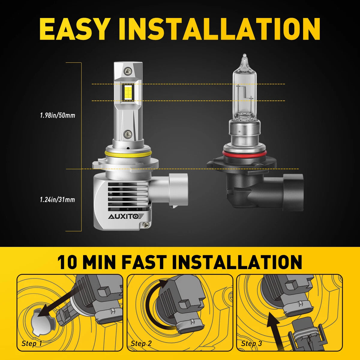 9005 CSP LED Headlight Kit High Low Beam Bulbs Super Bright 6500K White 60000LM 6B93BC-57