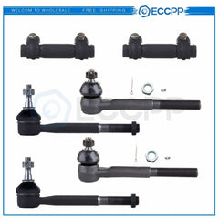 6pc Front Inner & Outer Tie Rod End For 1988-1999 Chevy GMC K1500 K2500 K3500 6B93BC-57