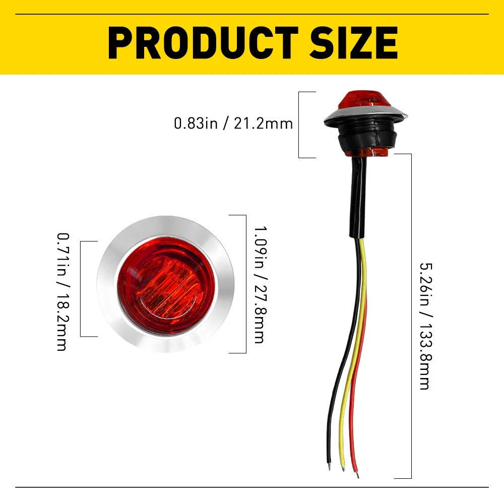 20X Red 3/4" Round LED Bullet Clearance Side Marker Lights Fits Truck Trailer EA 6B93BC-57