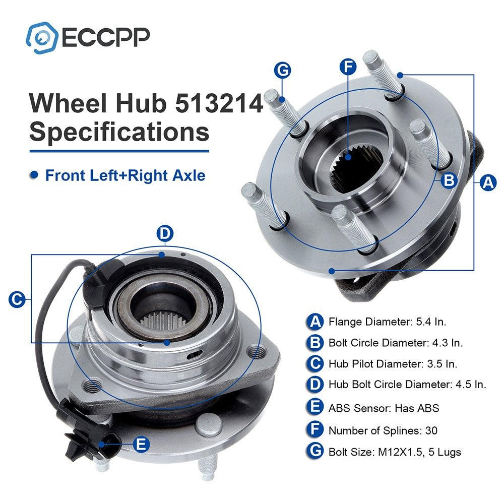 2 Pcs Front Wheel Hub Bearings For Chevy Malibu 2004-2012 Pontiac G6 2005-2010 KOEEP