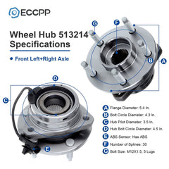 2 Pcs Front Wheel Hub Bearings For Chevy Malibu 2004-2012 Pontiac G6 2005-2010 KOEEP