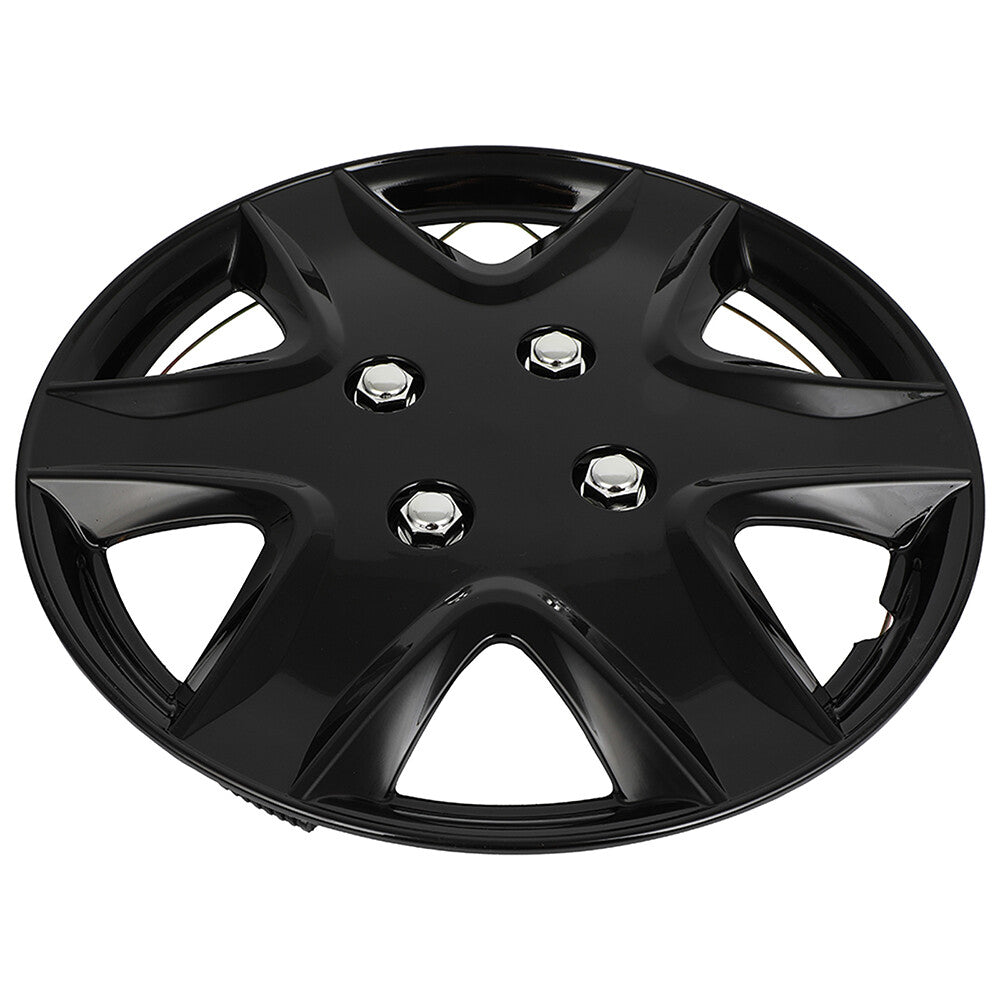 ECCPP 4X Wheel Hub Caps Covers Snap On Black Rim Covers For R15 Tire 4 Lug Wheel ECCPP