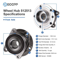 2P Wheel Hub Bearing Rear AWD For Jeep Cherokee 2014-2022 Chrysler 200 2015-2017 6B93BC-57
