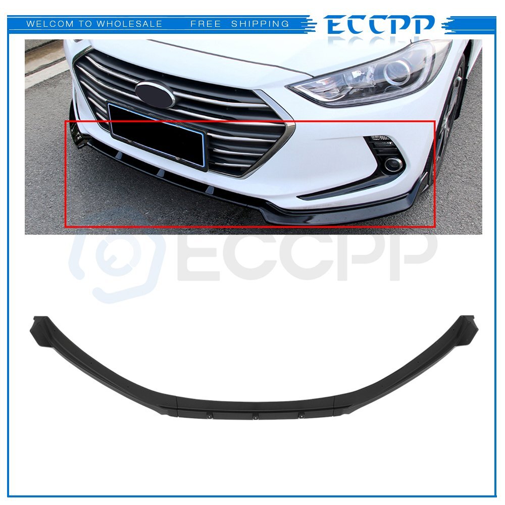 3 Piece Front Bumper Lip For 2017-2018 Hyundai Elantra -Matt Black 6B93BC-57