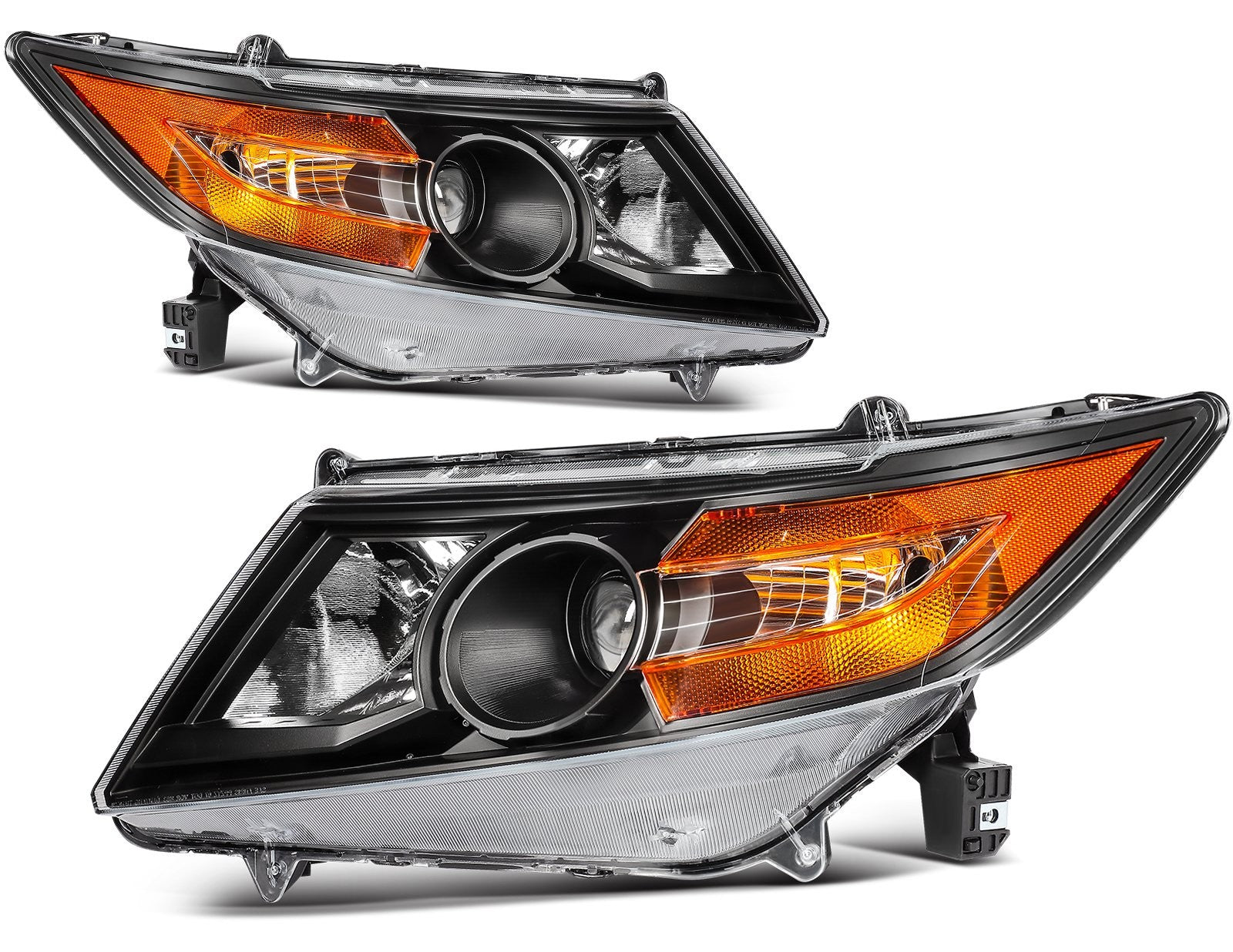 ECCPP Headlights Assembly For Honda Odyssey 3.5L 2011-2017 Pair Kit Black Amber 6B93BC-57