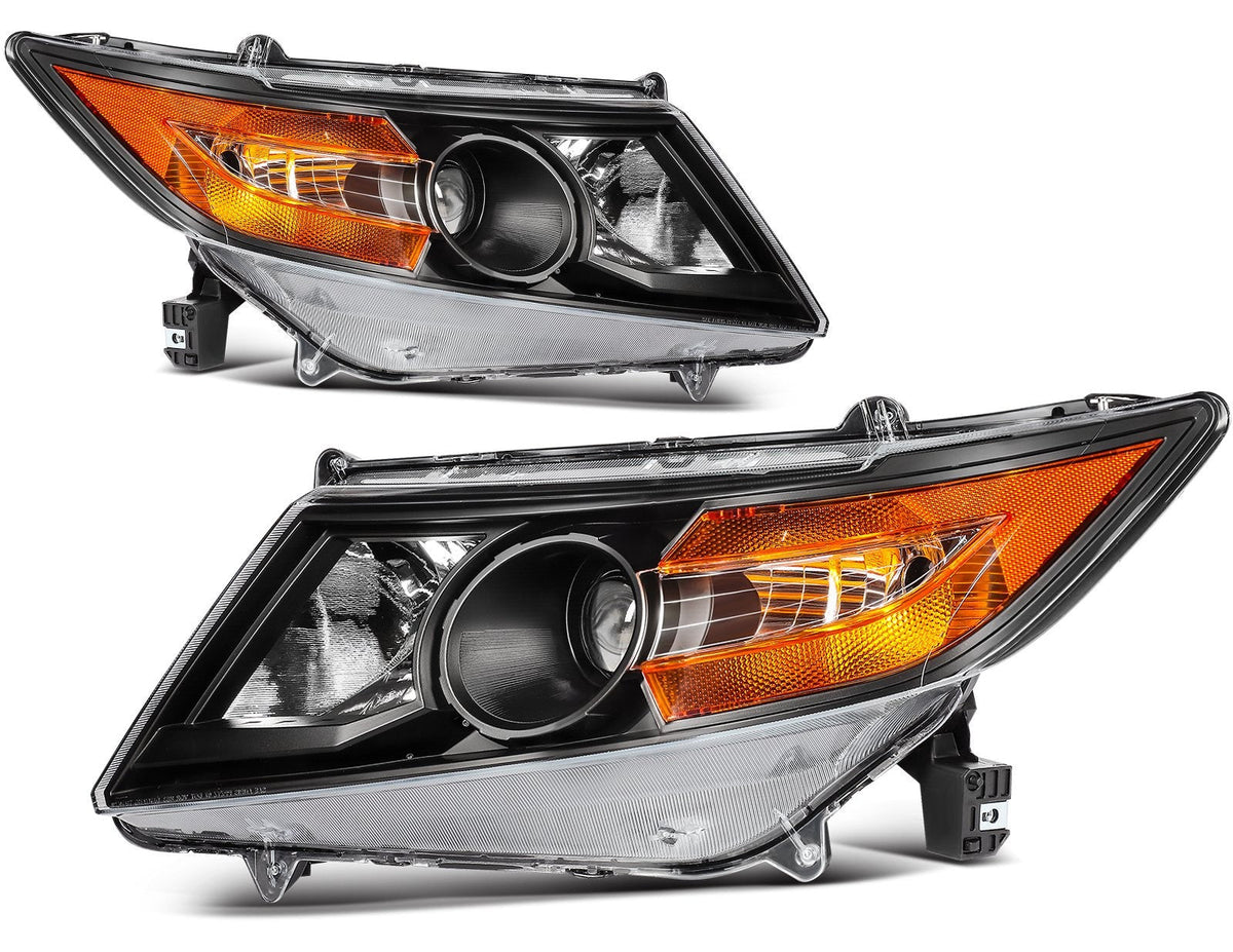 ECCPP Headlights Assembly For Honda Odyssey 3.5L 2011-2017 Pair Kit Black Amber 6B93BC-57