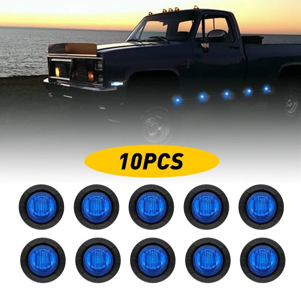 10X Blue 3/4"Round LED Bullet Clearance Side Marker Lights For Truck Trailer RV 6B93BC-57