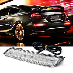 Clear Len Rear Bumper Reflector LED Brake Lights For 2013-2015 Honda Civic Sedan 6B93BC-57