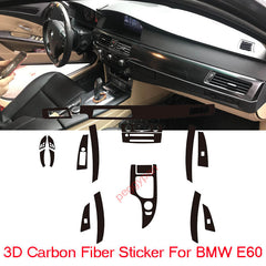 Interior Center Console Carbon Fiber Molding Sticker Decals For BMW E60 2006-10