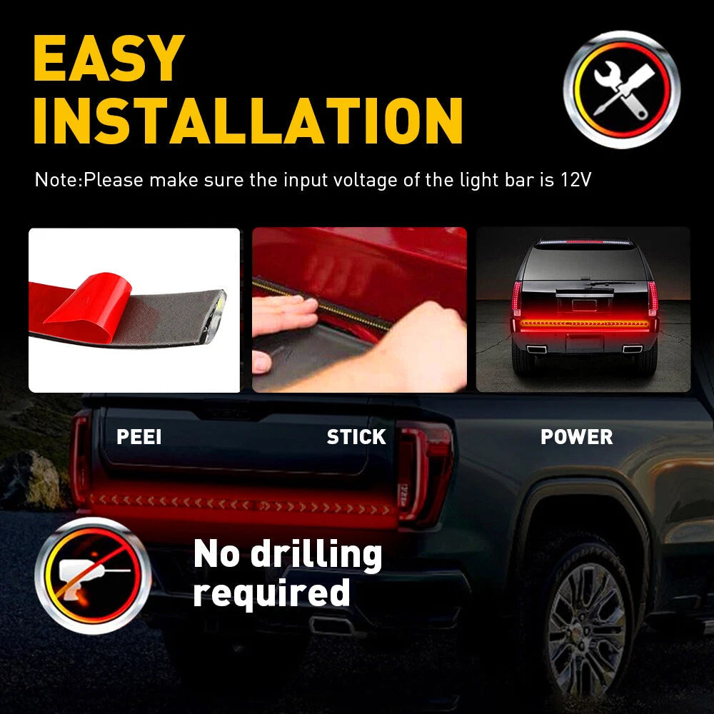 48" Inch Truck Tailgate Strip LED Sequential Brake Signal Tail Light Bar 6B93BC-57