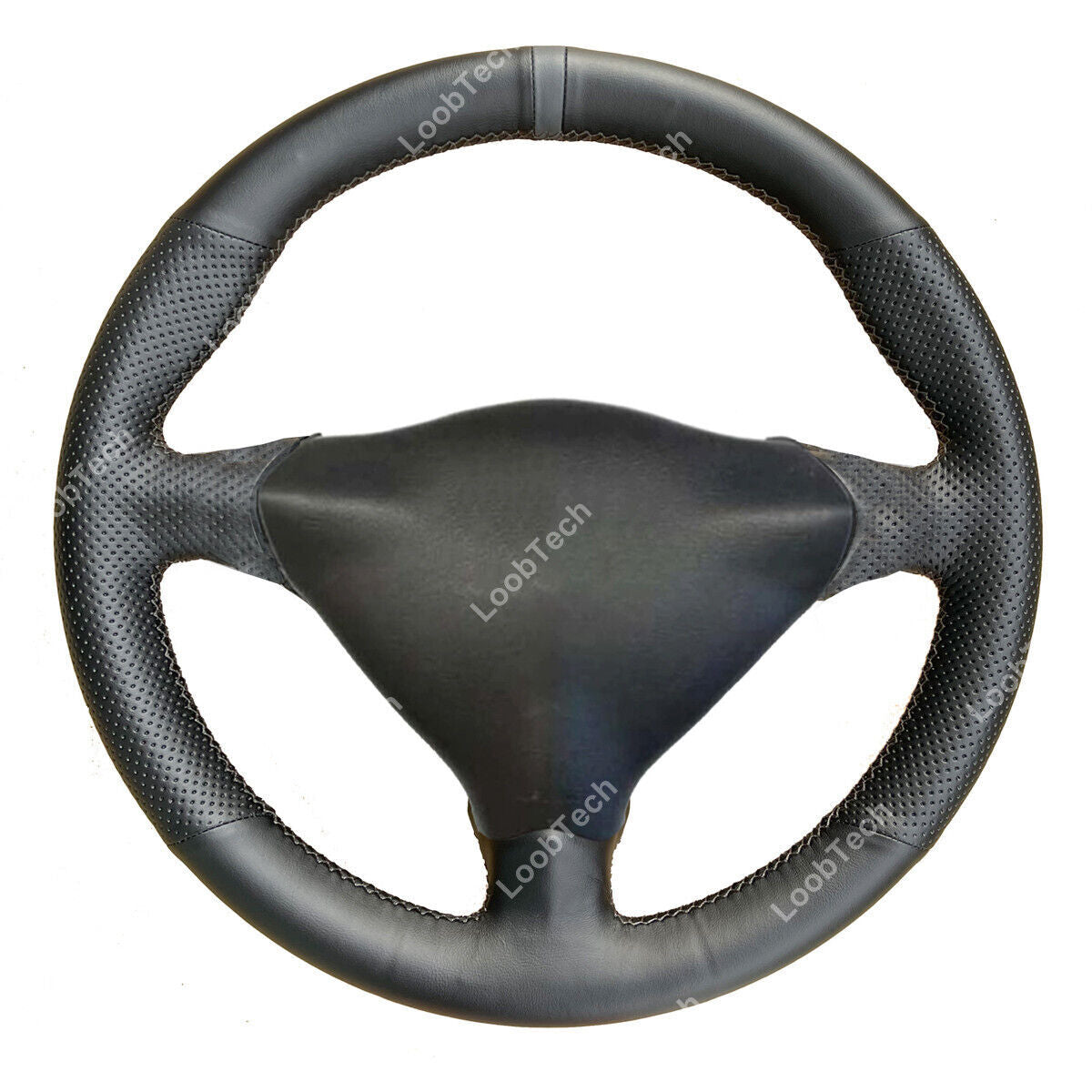 Black Leather Gray Strip Steering Wheel Covers Wrap For Porsche Boxster S 98-04