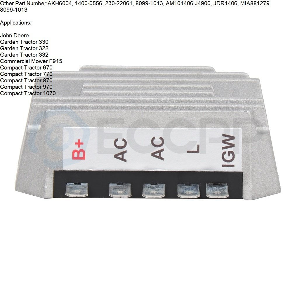 ECCPP 3Pc Regulator Rectifier For John Deere Skid Steer Loader 375 3375 w/Yanmar 6B93BC-57
