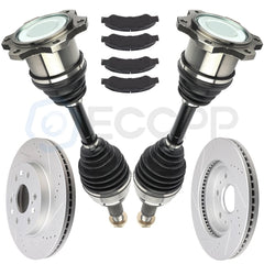 Front CV Axle + Brake Pads & Rotors for Chevrolet Silverado 1500 4.8L 2005-2006
