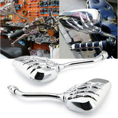 Universal Chrome Skeleton Skull Hand Claw Motorcycle Rear View Mirrors 8mm 10mm