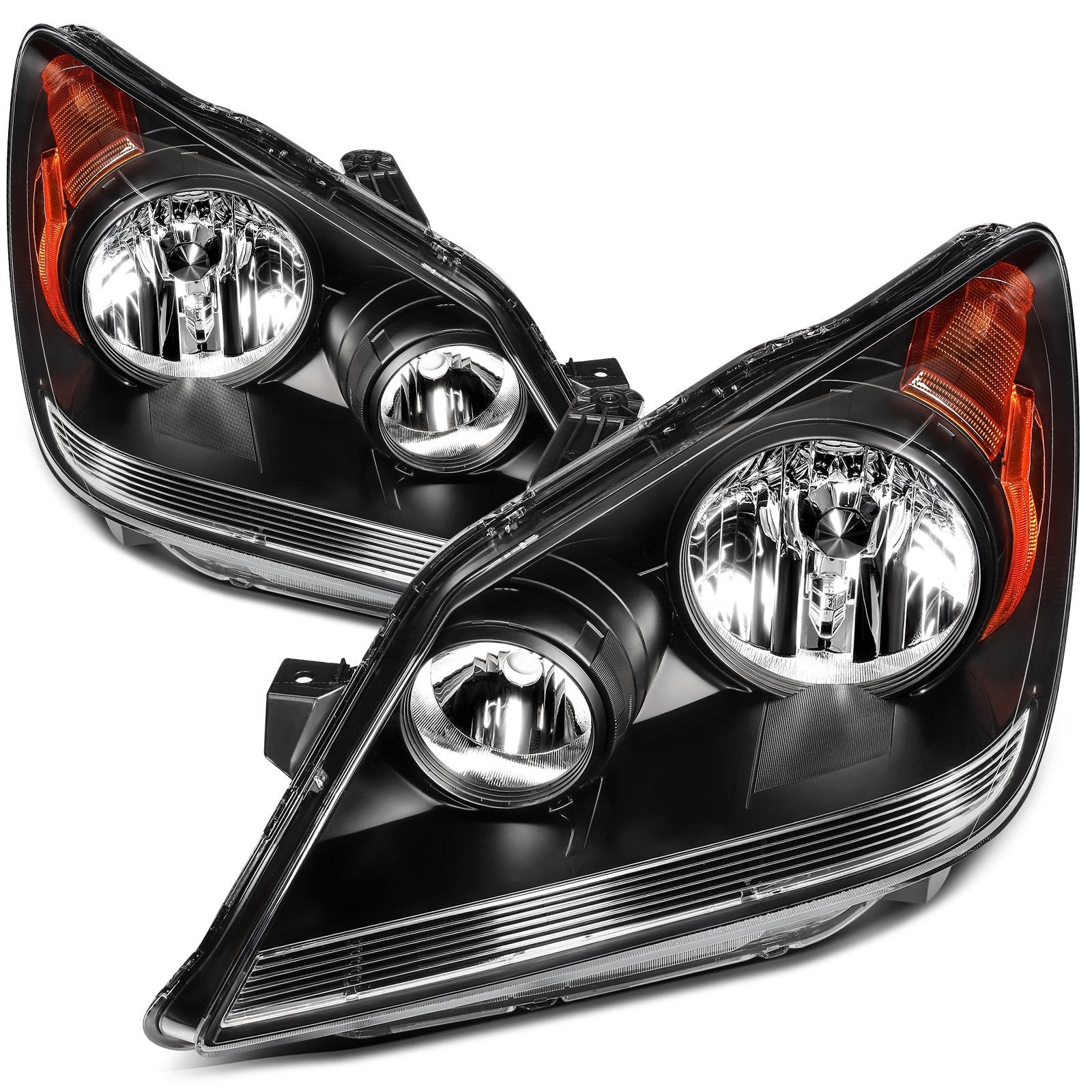 ECCPP Headlights Assembly For Honda Odyssey 3.5L 2008-2010 Pair Kit Black Amber 6B93BC-57