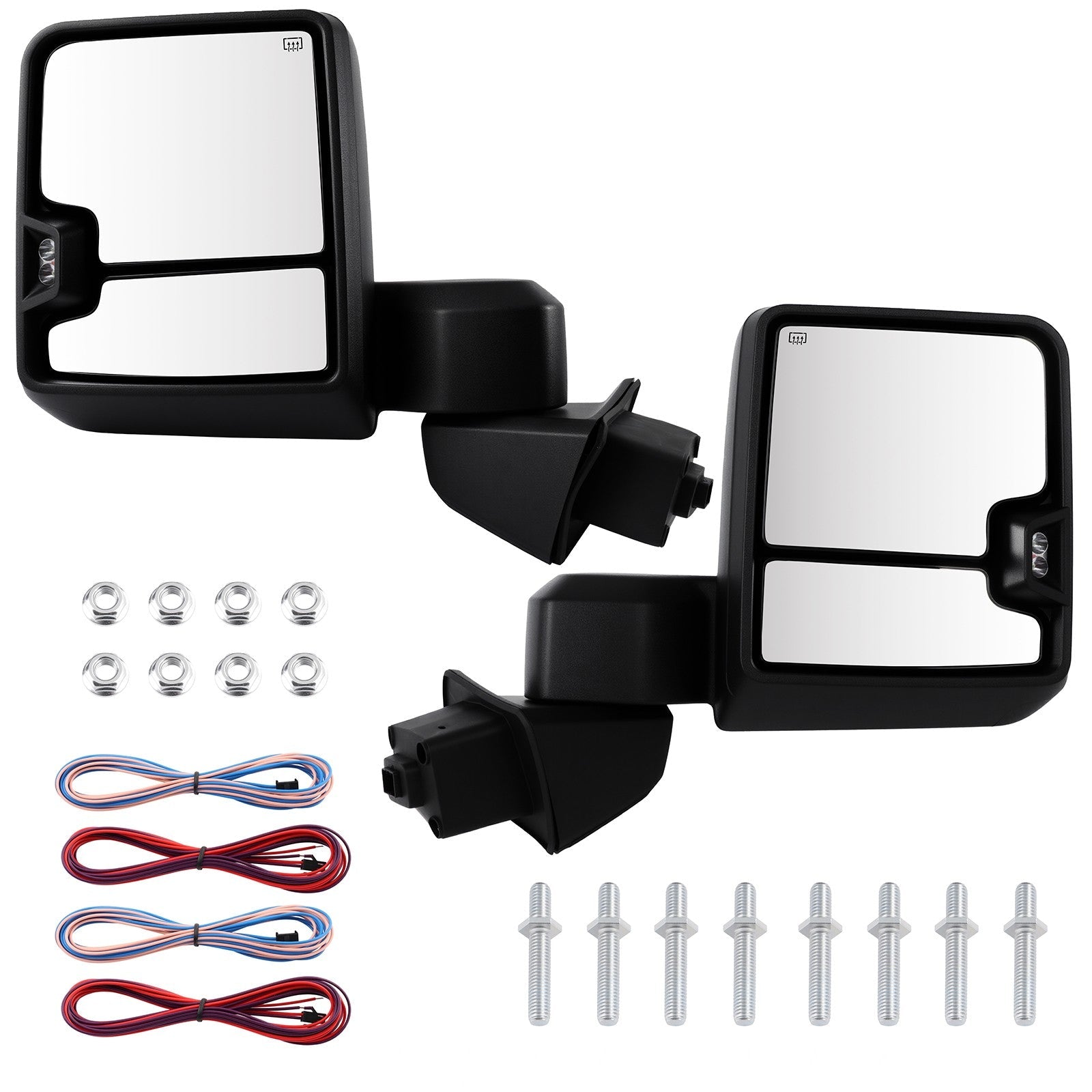 Pair Black Tow Mirrors for 2019-2022 GMC Serria 1500 w/ Temperature Sensor KOEEP