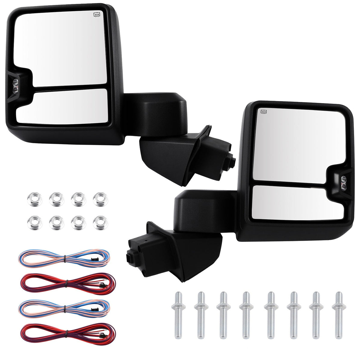 Pair Black Tow Mirrors for 2019-2022 GMC Serria 1500 w/ Temperature Sensor KOEEP