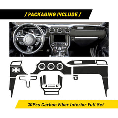 30PCS Carbon Fiber Full Set Interior Decoration Trim Kit For 2015+ Ford Mustang 6B93BC-57