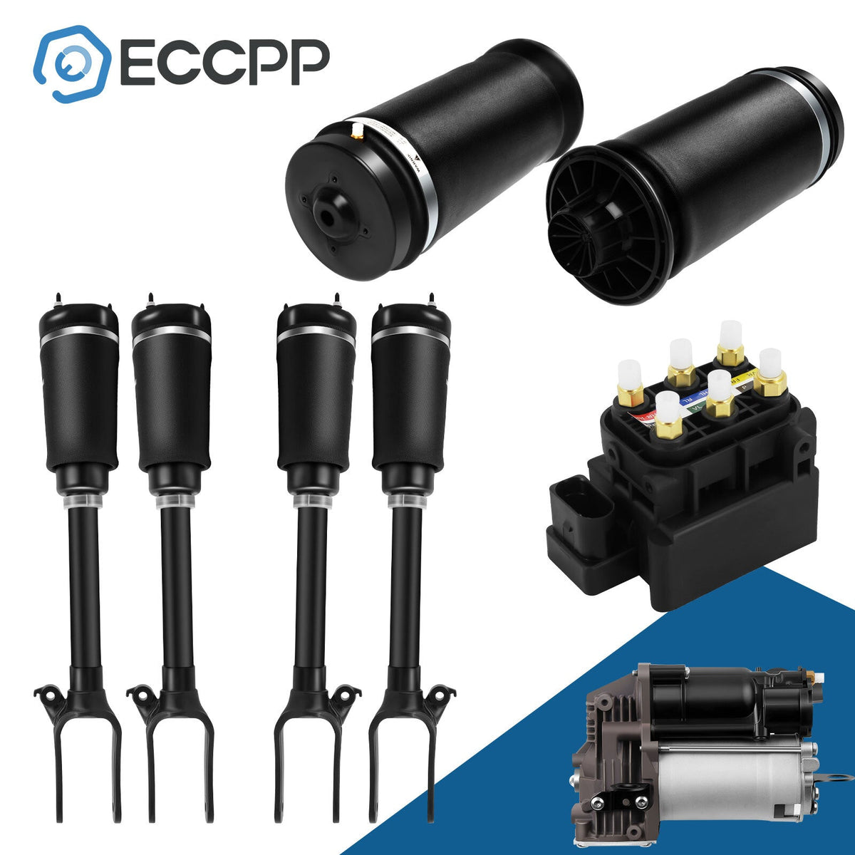 8* F+R Air Suspension Spring Strut Valve Block Compressor Kit For Mercedes GL450 6B93BC-57