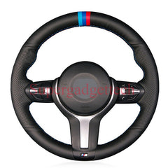 Top Leather Steering Wheel Hand-stitch on Wrap Cover For BMW F22 M4 M5 M6 X5