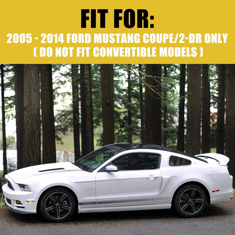 For Mustang Ford 2005-2014 2Pcs 1/4 Quarter Side Window Louvers Scoop Cover Vent 6B93BC-57
