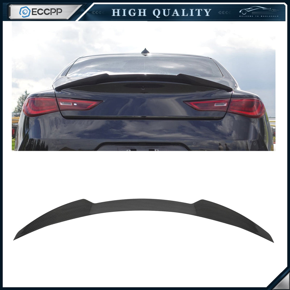 Glossy Look Fits 2017-2022 Infiniti Q60 Rear Spoiler 6B93BC-57