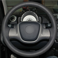 Top Leather Steering Wheel Hand-stitch on Wrap Cover For Mercedes Smart Fortwo