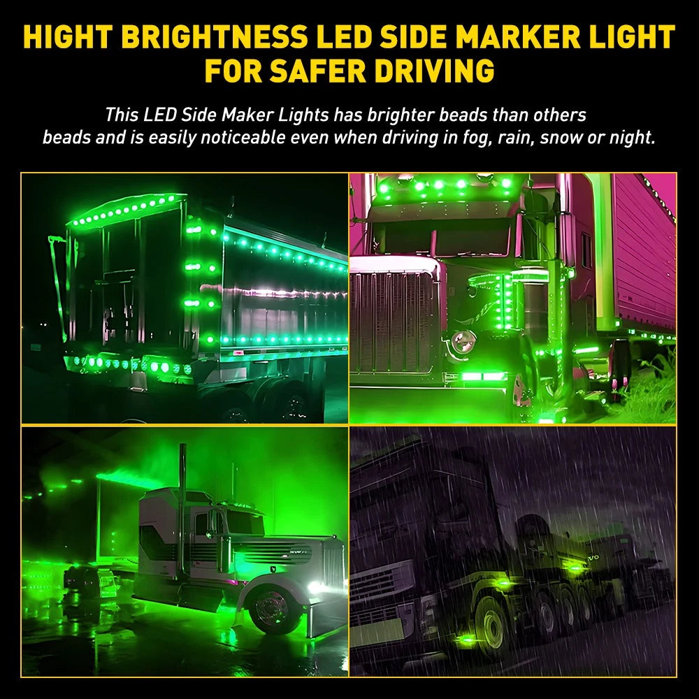 20X Green 3/4" Round LED Bullet Clearance Side Marker Lights Truck Trailer EOA 6B93BC-57