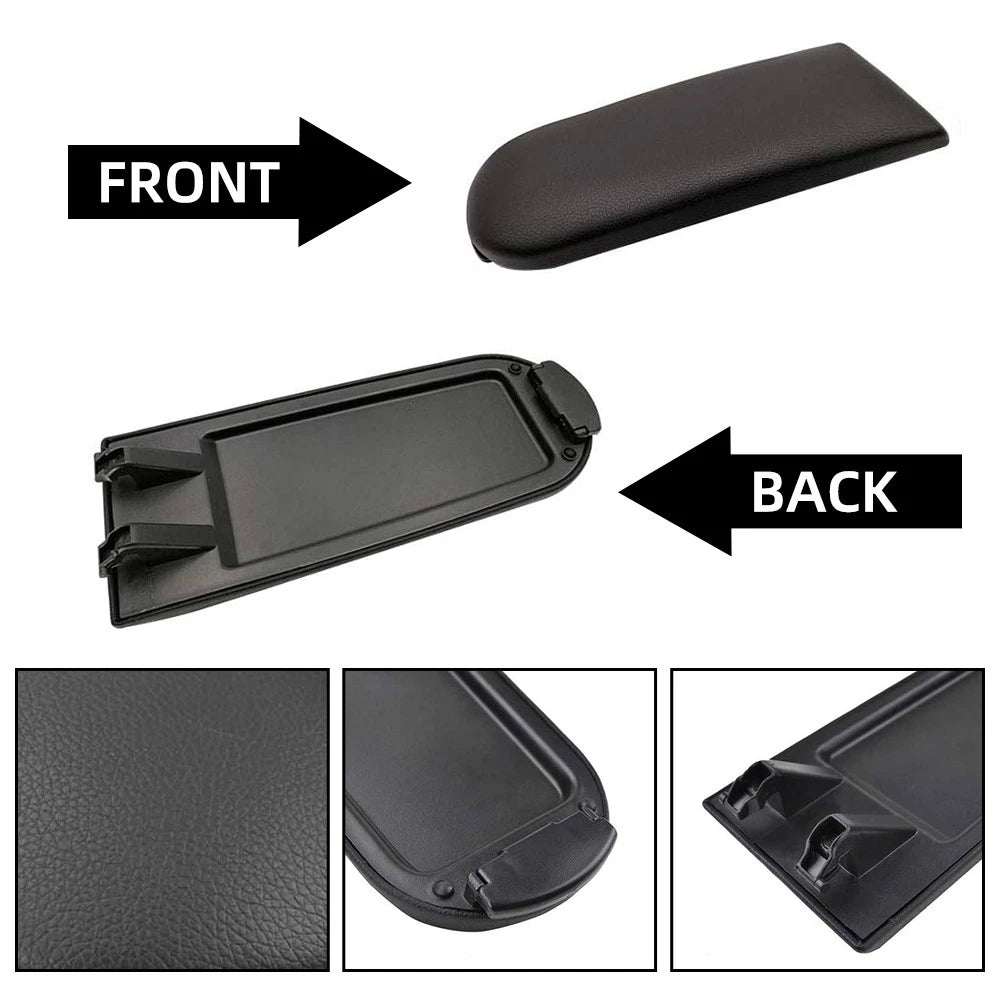 For VW GOLF Beetle 1999-2009 Black Leather Console Center Armrest Cover Lid EOA 6B93BC-57