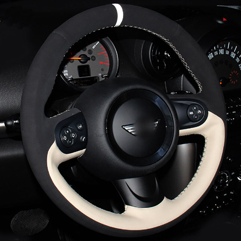 DIY Top Leather Steering Wheel Hand-stitch on Wrap Cover For Mini Coupe 6B93BC-57