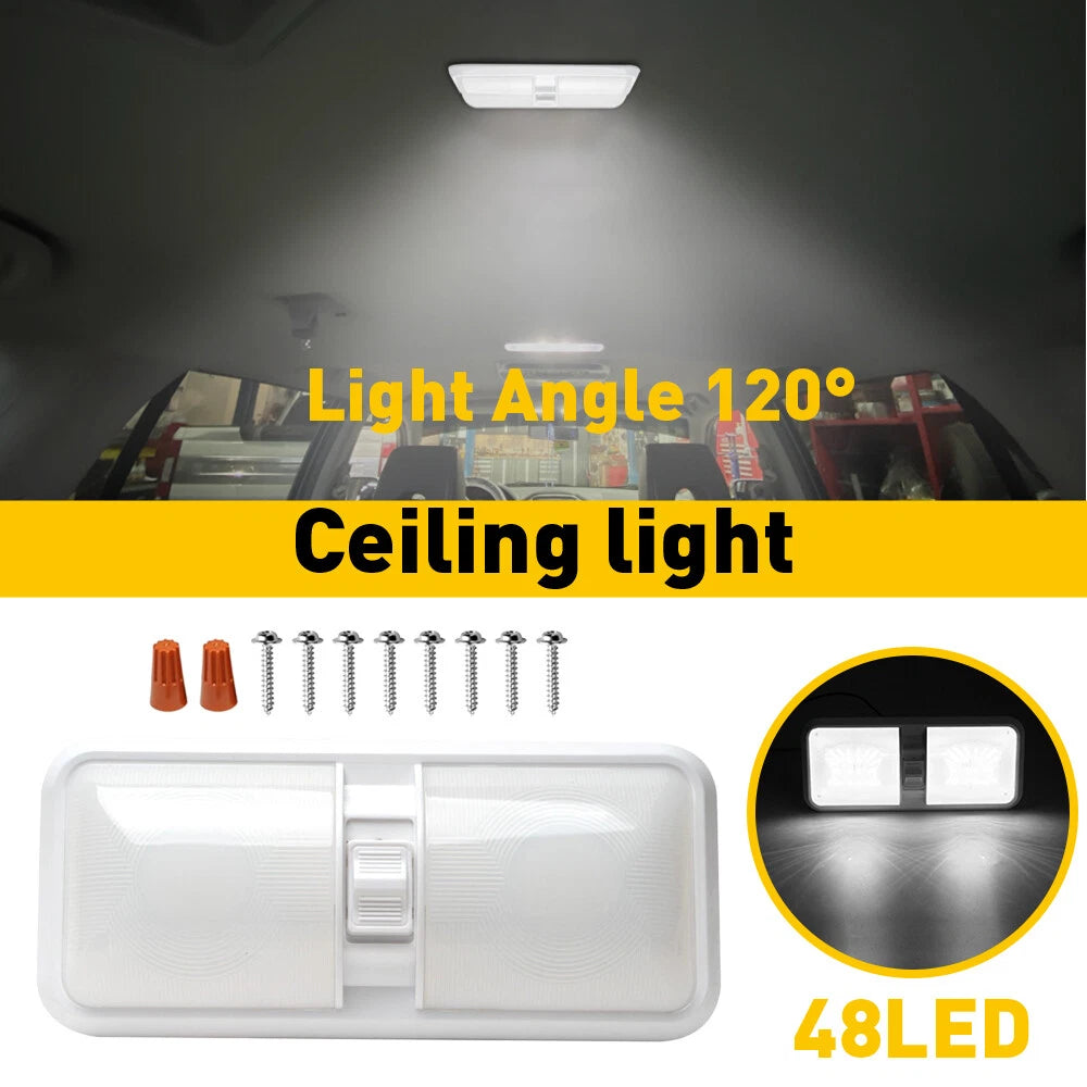 RV Interior 48 LEDs Light Ceiling Camper Trailer 11V-18V with 600LM Switch White 6B93BC-57