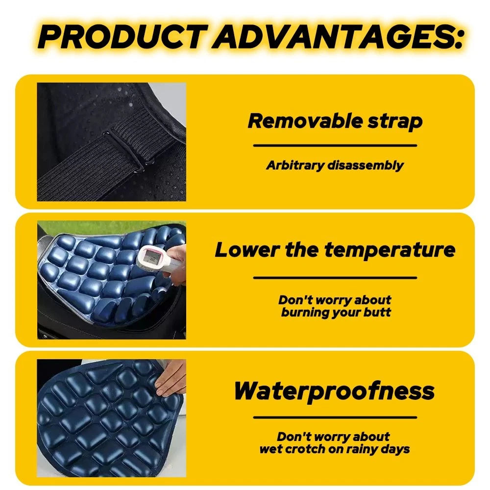 Black Lycra Comfort Gel Seat Cushion Cover Shock Absorb Pad Fits For Motorcycle 6B93BC-57