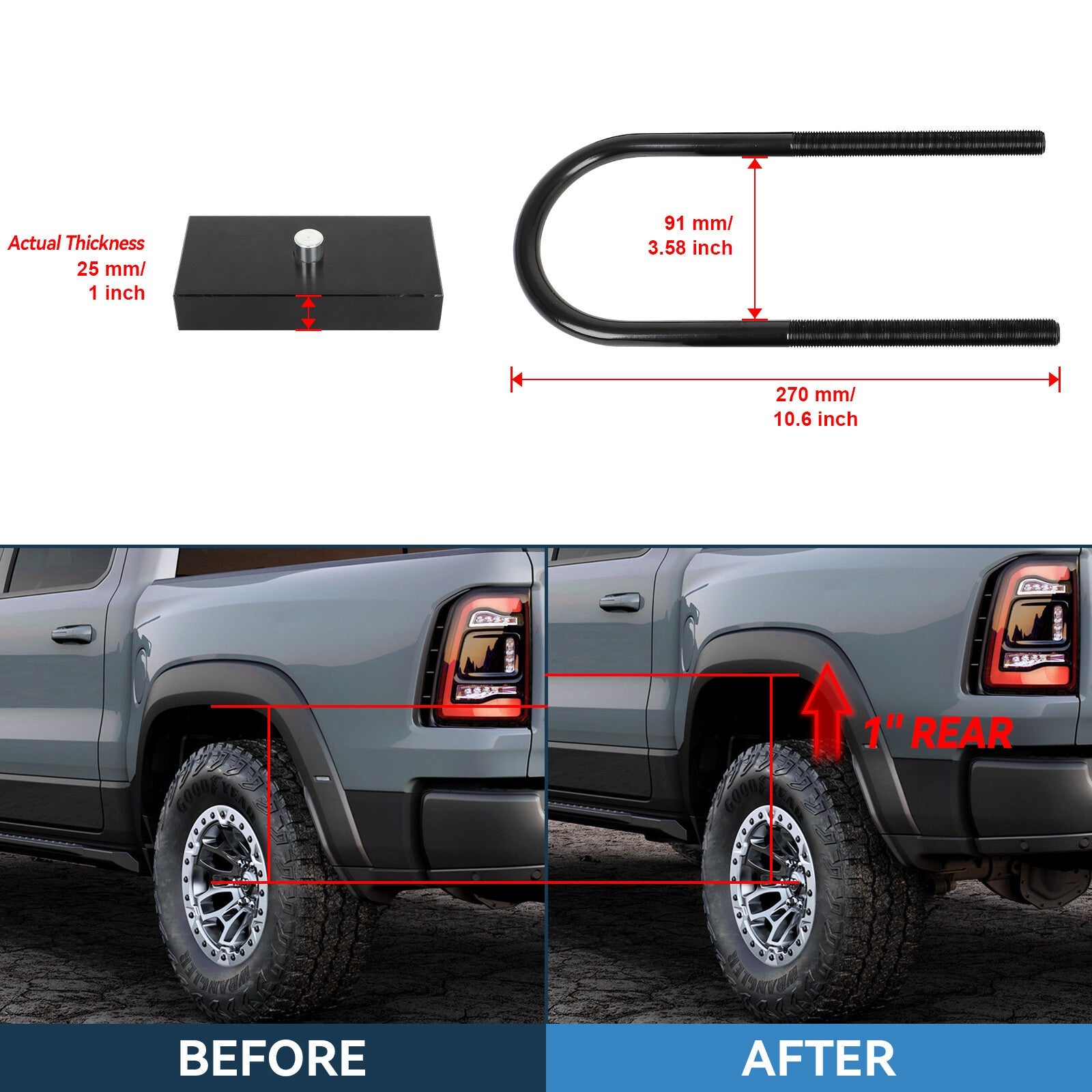 2.5" Front 1" Rear Leveling Lift Kit For 2003-2008 Dodge Ram 1500 2500 3500 RWD 6B93BC-57