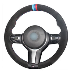 Top Leather Steering Wheel Hand-stitch on Wrap Cover For BMW F22 M4 M5 M6 X5 X6