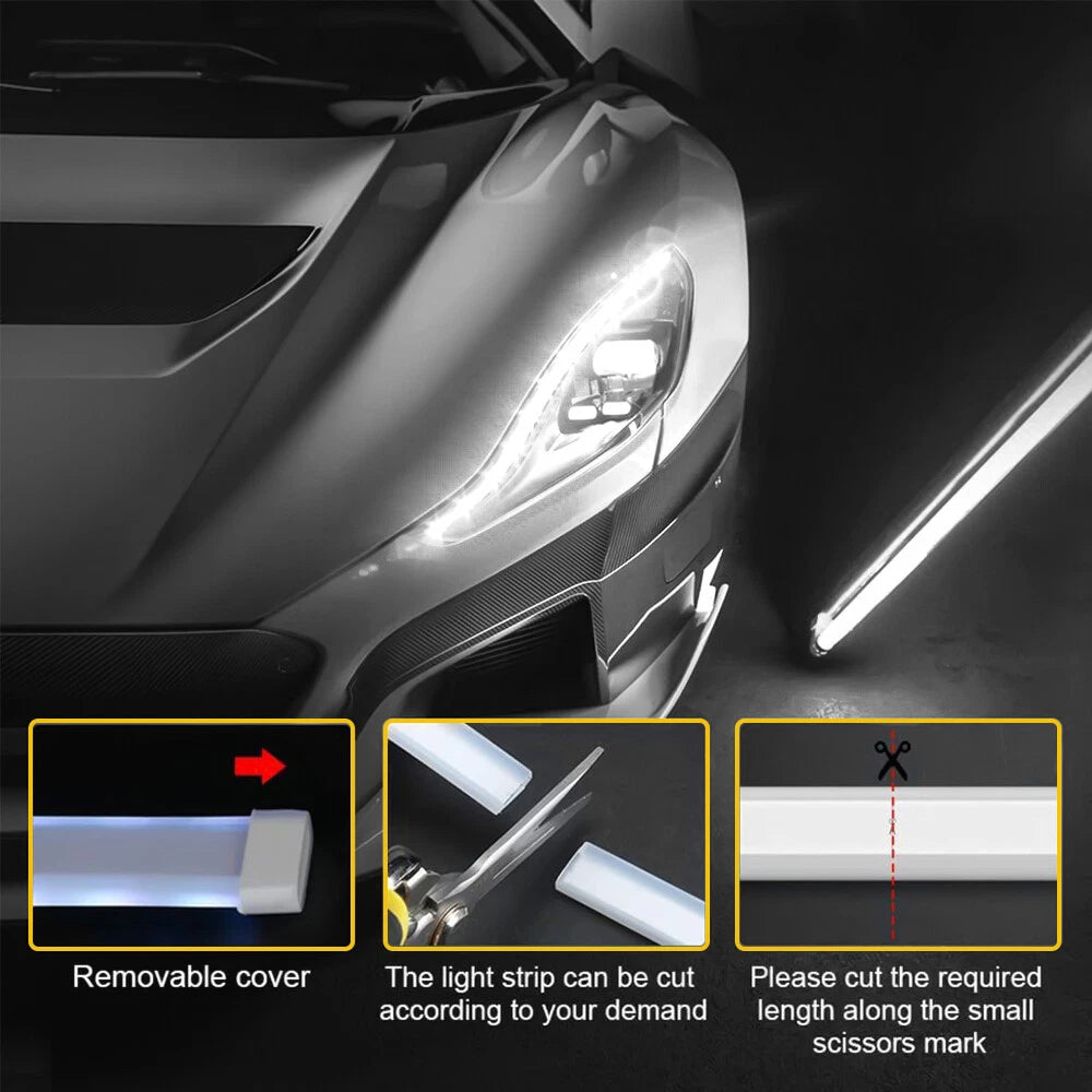 White 180cm Flexible Car Hood Day Running lED Light Strip Accessories Universal 6B93BC-57