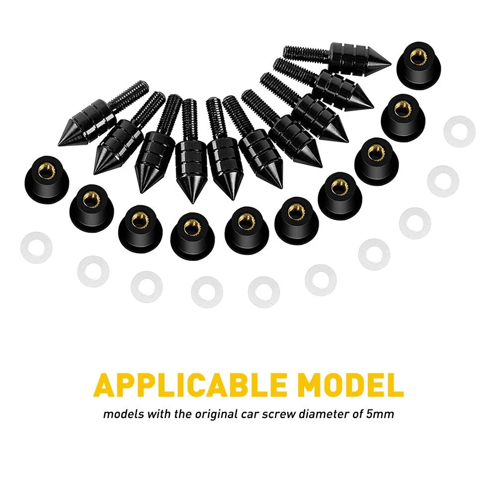 Black M5 Aluminum Spike Motorcycle Fairing Windscreen Bolt Kit Clips Nuts Screw 6B93BC-57