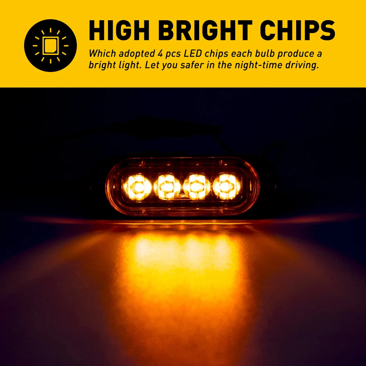 4X 4-LED Side Marker Amber Lights Clearance Light Truck Trailer RV Waterproof EA 6B93BC-57