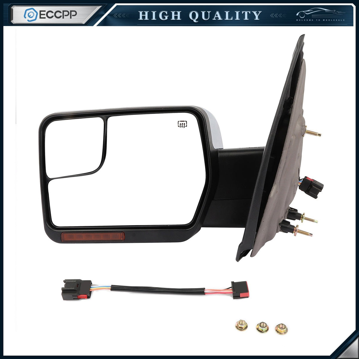 For 04-14 Ford F150 Power Heated Tow Mirror Puddle Light Signal Chrome Left Side 6B93BC-57