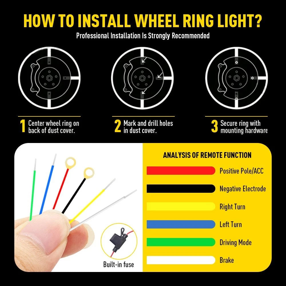 15.5″ 3 Row IP68 LED Wheel Ring Rim Lights RGB Color Turn Signal Bluetooth APP A 6B93BC-57