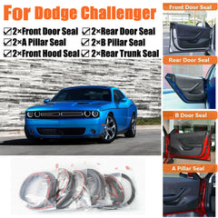 Door Rubber Seal Strips Weather Draft Noise Reduction Kit For Dodge Challenger