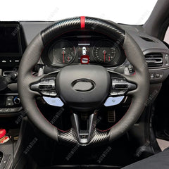 3D Carbon Fiber&Leather Steering Wheel Stitch on Wrap Cover For Hyundai Veloster