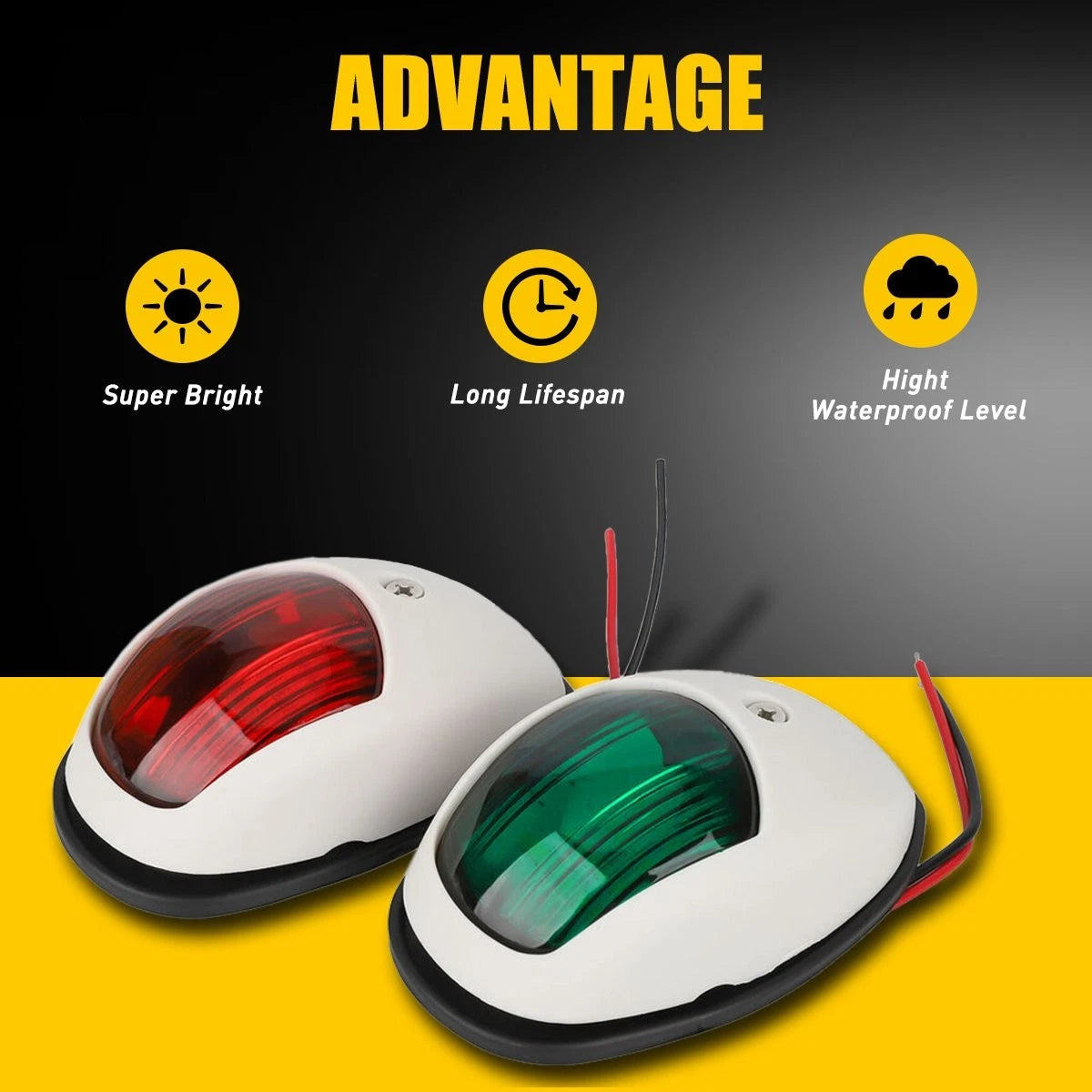 2x Waterproof Red Green 8 LED Navigation Lights Boat Pontoon Marine Bow Lamp EOA 6B93BC-57