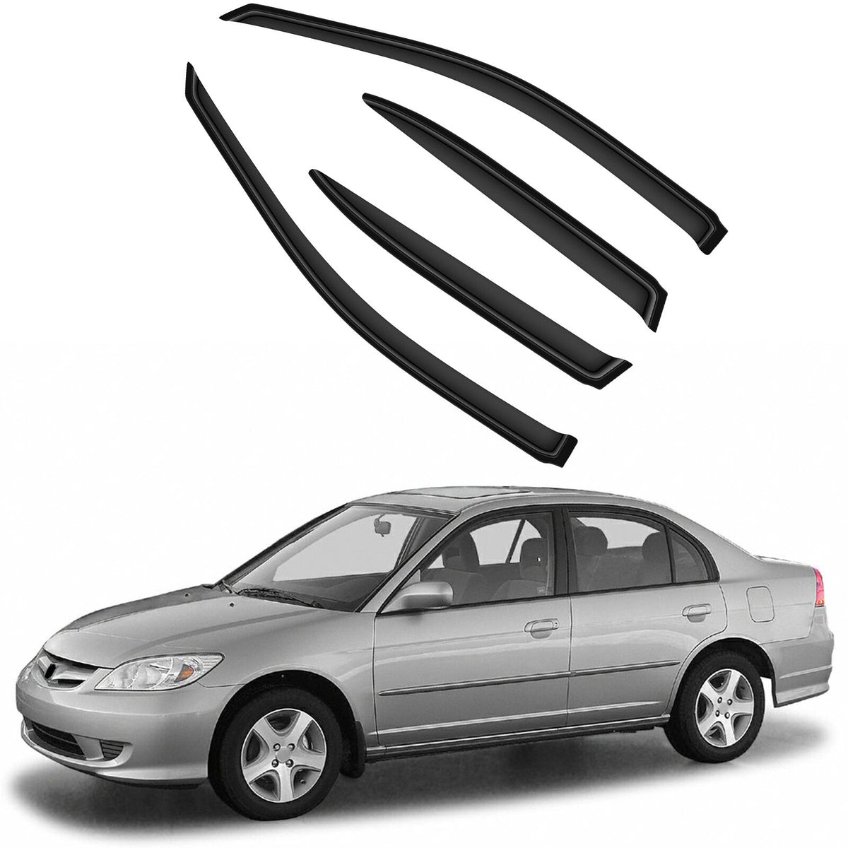 Window Visor Vent Rain Shades Guards Deflectors For 02-05 Honda Civic Sedan 6B93BC-57