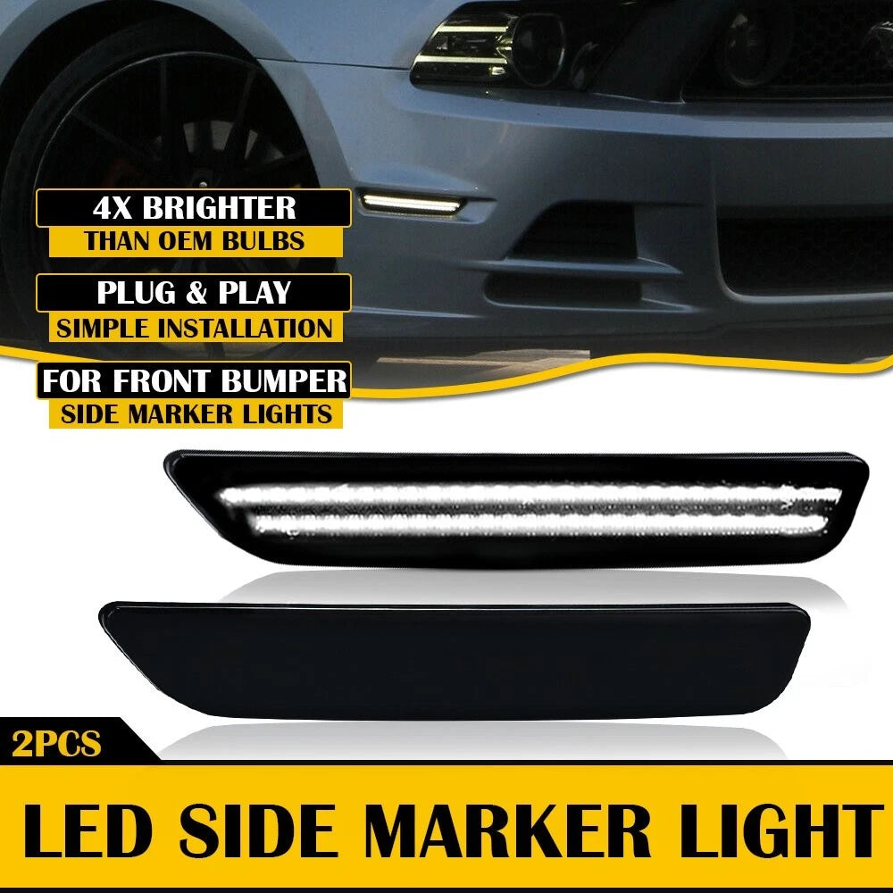 Smoke Fender Side LED Marker Lights Bumper Lamp For 2010-2014 Ford Mustang EOA 6B93BC-57