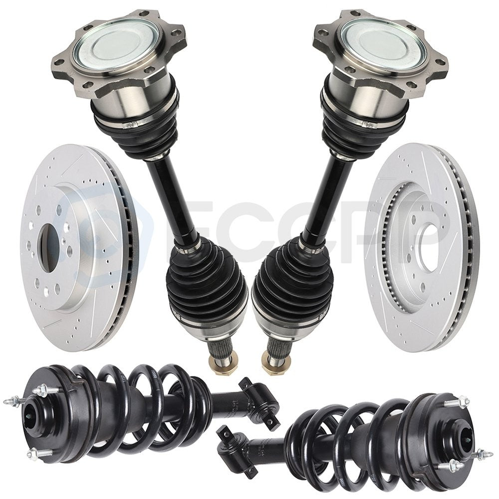 Front CV Axle+Brake Rotors+Complete Struts for Chevrolet Avalanche LTZ 2008-2012 6B93BC-57
