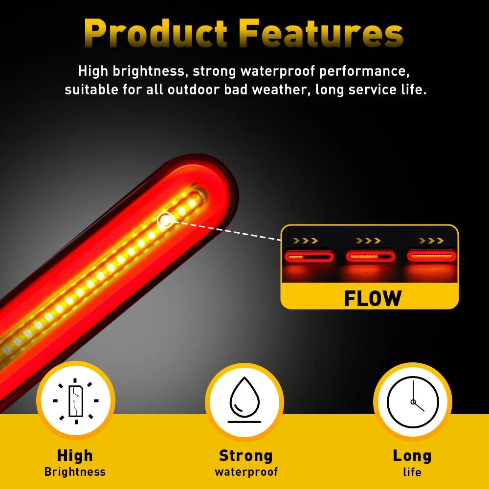 Motorcycle LED Running Brake Stop Turn Signal Tail Light Bar Flowing For UTV ATV 6B93BC-57