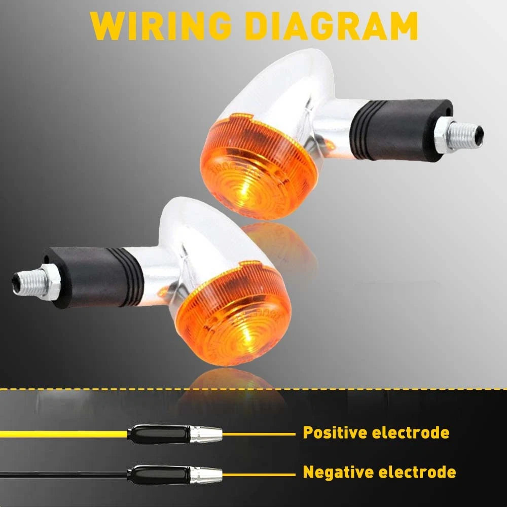 2x For Honda Motorcycle Amber Chrome LED Turn Signal Light Bullet Brake Blinker 6B93BC-57