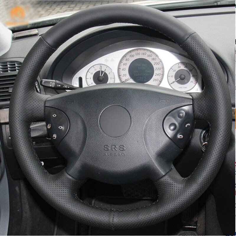 Top Leather Steering Wheel Hand-stitch on Wrap Cover For Benz W210 E63 E320 E280 6B93BC-57