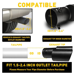 Black Stainless Steel Car Dual Rear Exhaust Pipe Tail Muffler Throat Tip Round 6B93BC-57